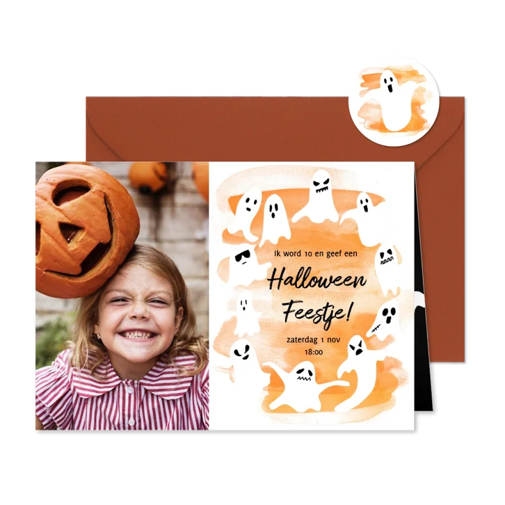 Halloween feest fotokaart met spoken