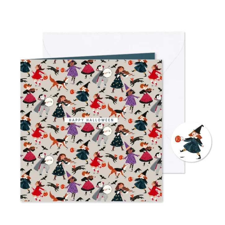 Happy Halloween patroon met kindjes in een verkleed kostuum