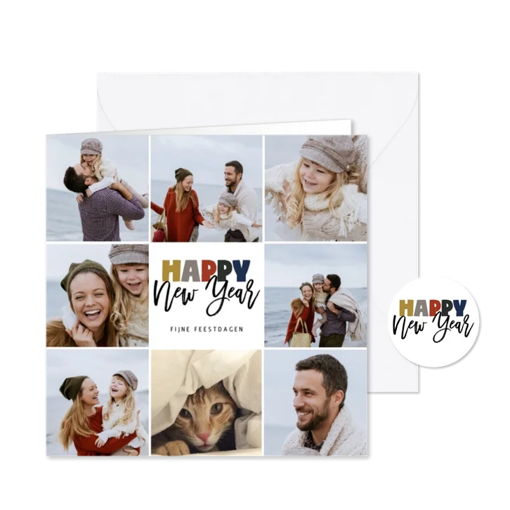 Happy New Year kerstkaart collage