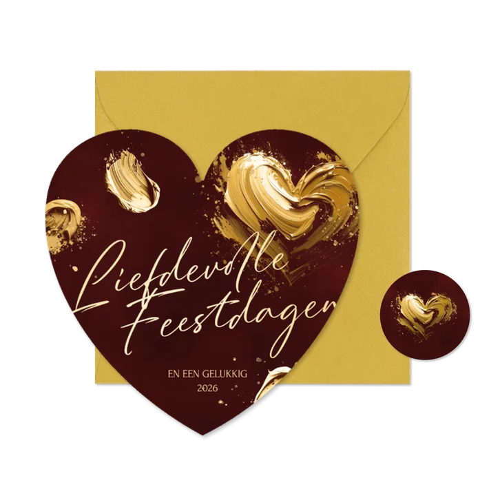 Hartvorm kerstkaart met geschilderd hart liefdevolle kerst