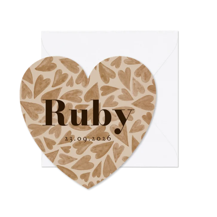 Hartvormige kaart stijlvol watercolor hartjes bruin