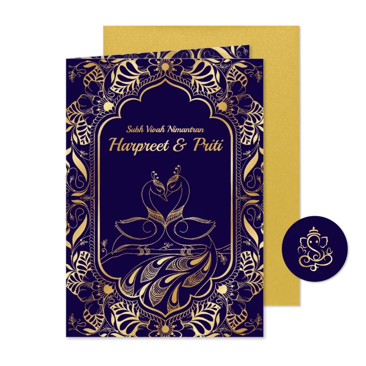 Henna trouwfeest uitnodiging met pauwen