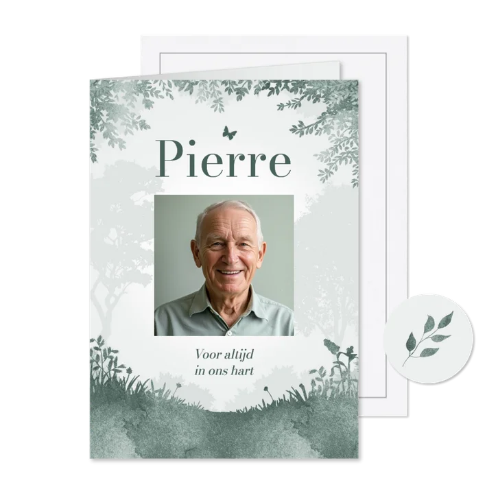 Herinneringskaart natuur bos waterverf afscheid uitnodiging 