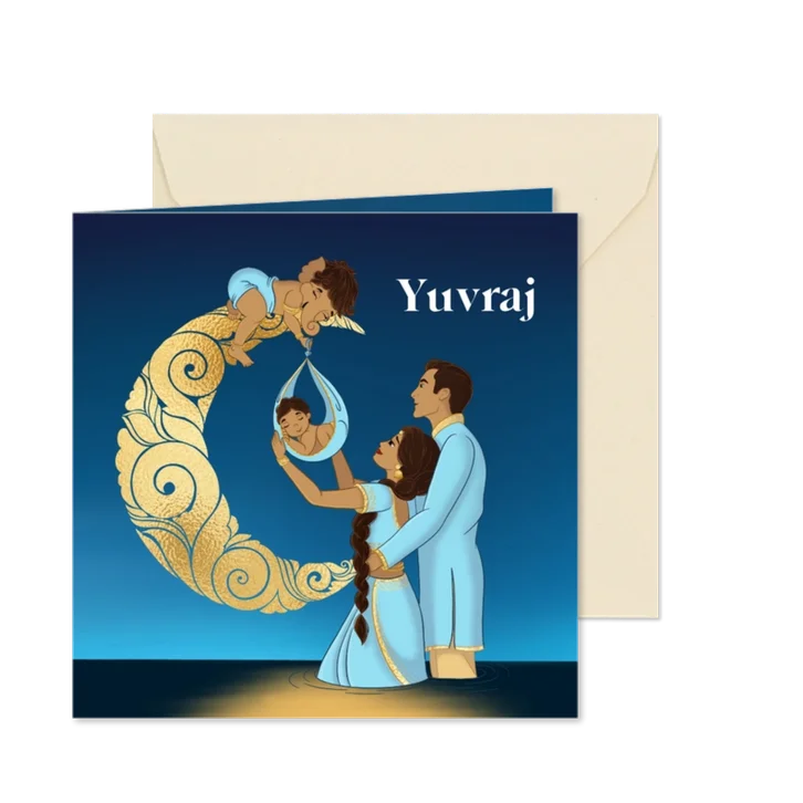 Hindoestaans geboortekaartje met baby Ganesha