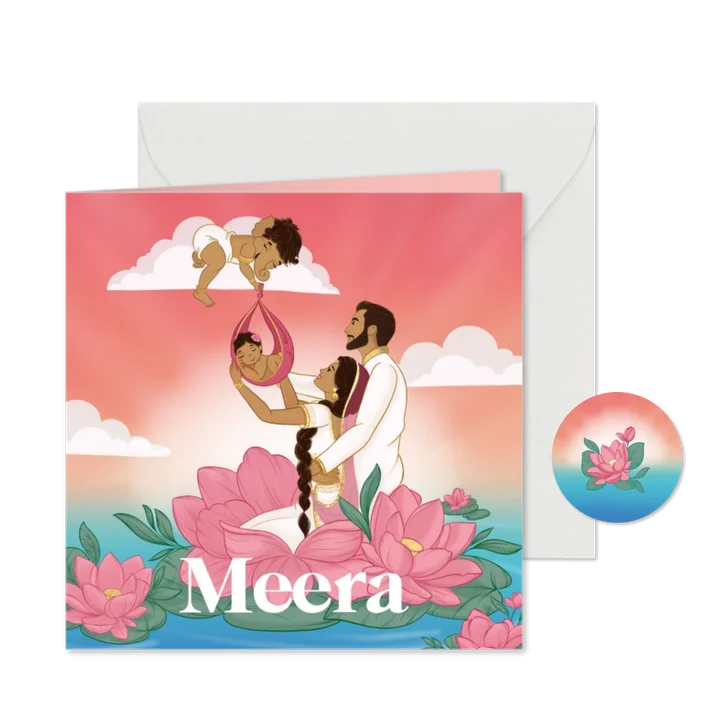 Hindoestaans geboortekaartje zonsopgang meisje