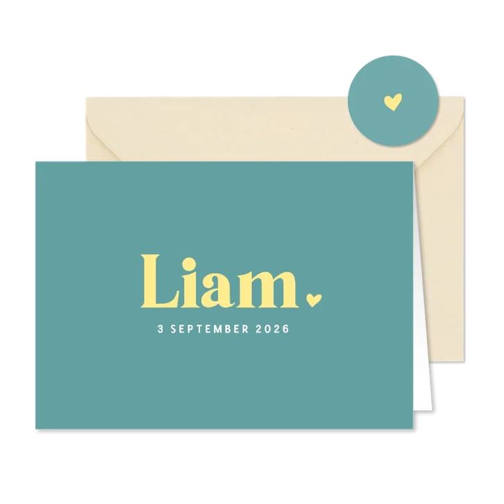 Hip minimalistisch geboortekaartje voor een jongen met naam