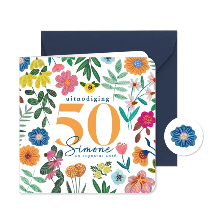 Hip moderne uitnodiging 50 jaar bloemen vrouwelijk feest
