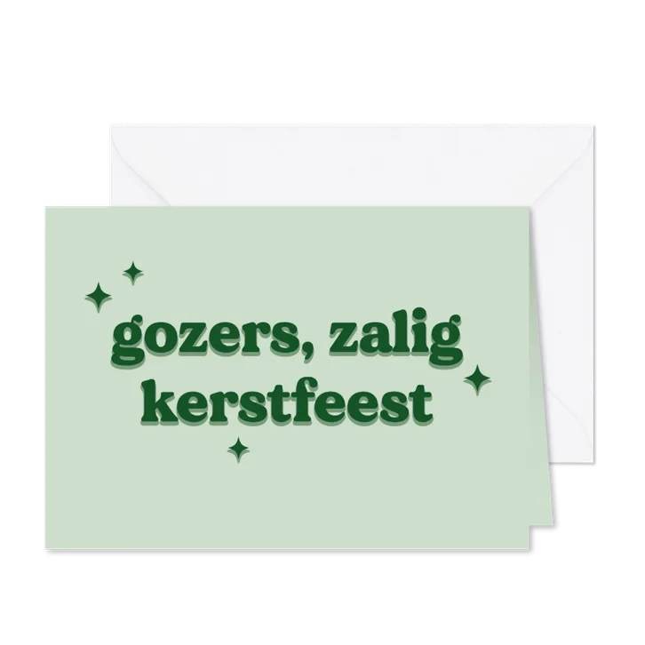 Hippe groene kerstkaart vrolijk kerstfeest gozers