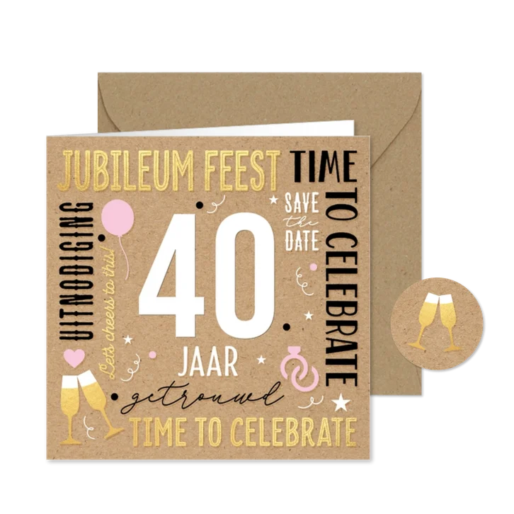 Hippe jubileum uitnodiging 40 jaar kraft