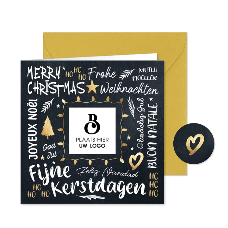 Hippe kerstkaart voor internationaal bedrijf met logo