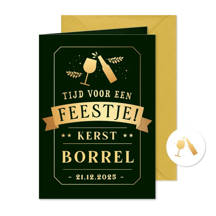 Hippe staande uitnodiging kerstborrel in krijtbord stijl
