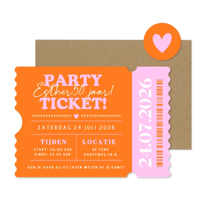 Hippe ticket vorm uitnodiging verjaardag party vrouw