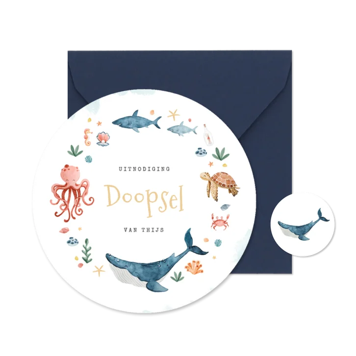 Hippe uitnodiging doopviering oceaandieren