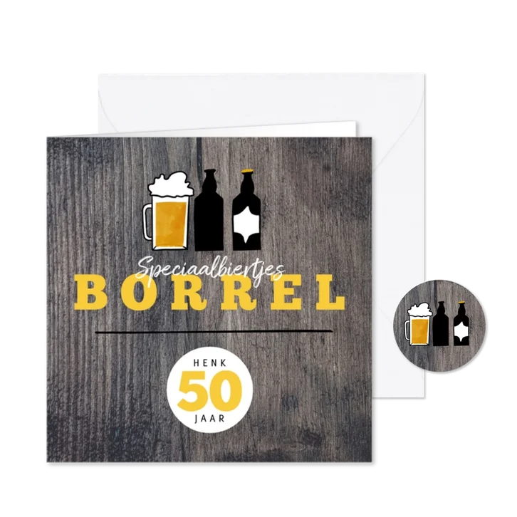 Hippe Uitnodiging Houtlook speciaal biertjes borrel