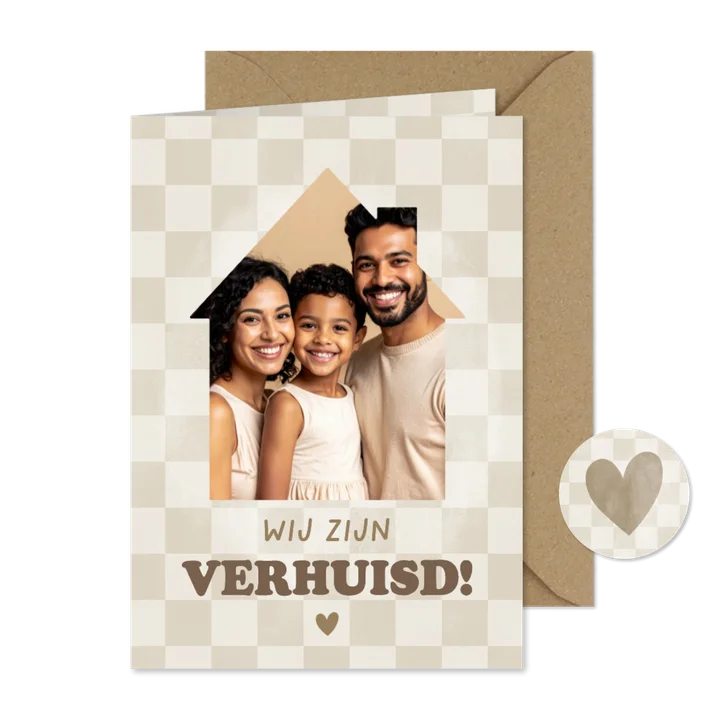 Hippe verhuiskaart blokjes foto in huisje wij zijn verhuisd