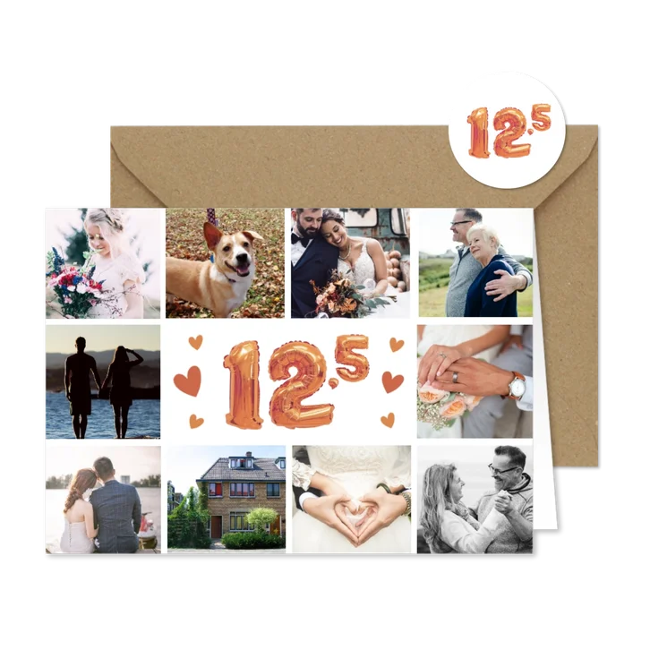 Huwelijksjubileum 12,5 jaar - Fotocollage uitnodiging koper