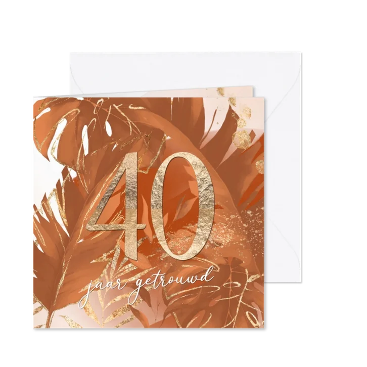 Huwelijksjubileum 40 jaar getrouwd cognac bladeren