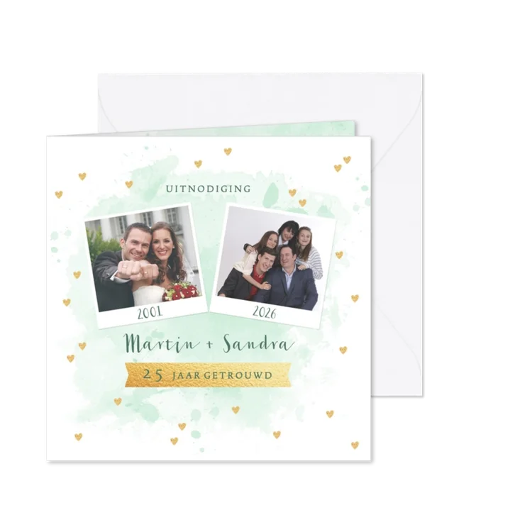Huwelijksjubileum aquarel foto's hartjes