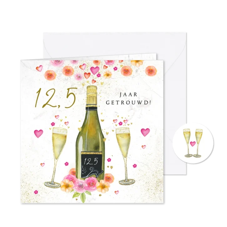 Huwelijksjubileum champagne bloemen