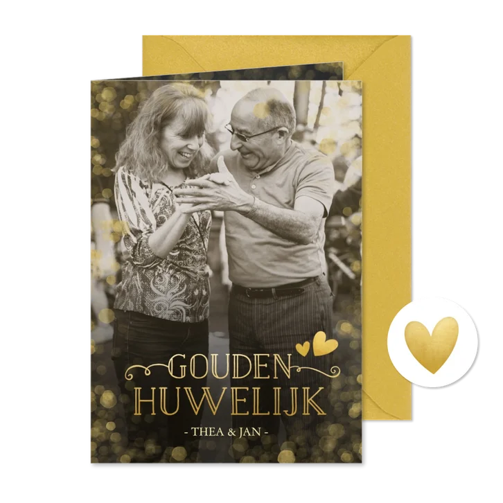 Huwelijksjubileum uitnodiging gouden huwelijk confetti