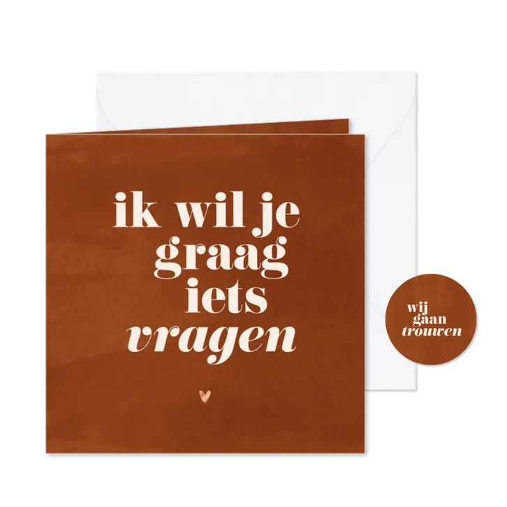 Ik wil je graag iets vragen waterverf trouwkaartje