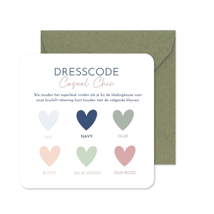 Insteek kaartje met dresscode tips voor een bruiloft