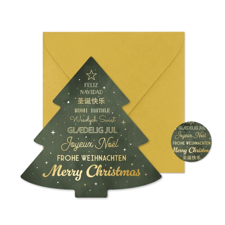 Internationale kerstkaart kerstgroet in verschillende talen