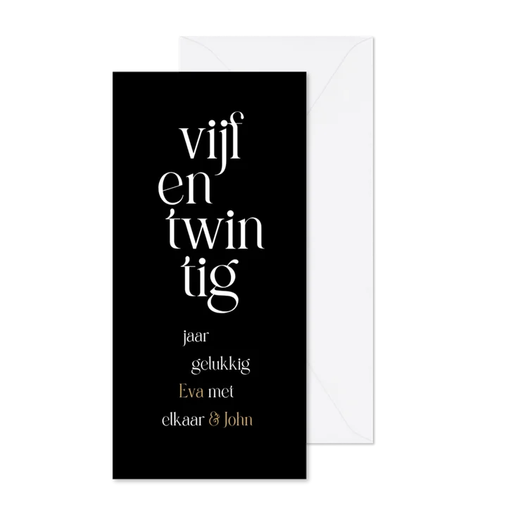 Jubileum 25 huwelijk typografisch
