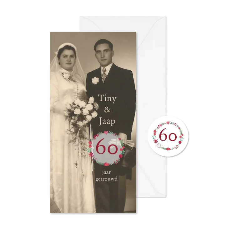 Jubileum 60 jaar getrouwd met bloemencirkel