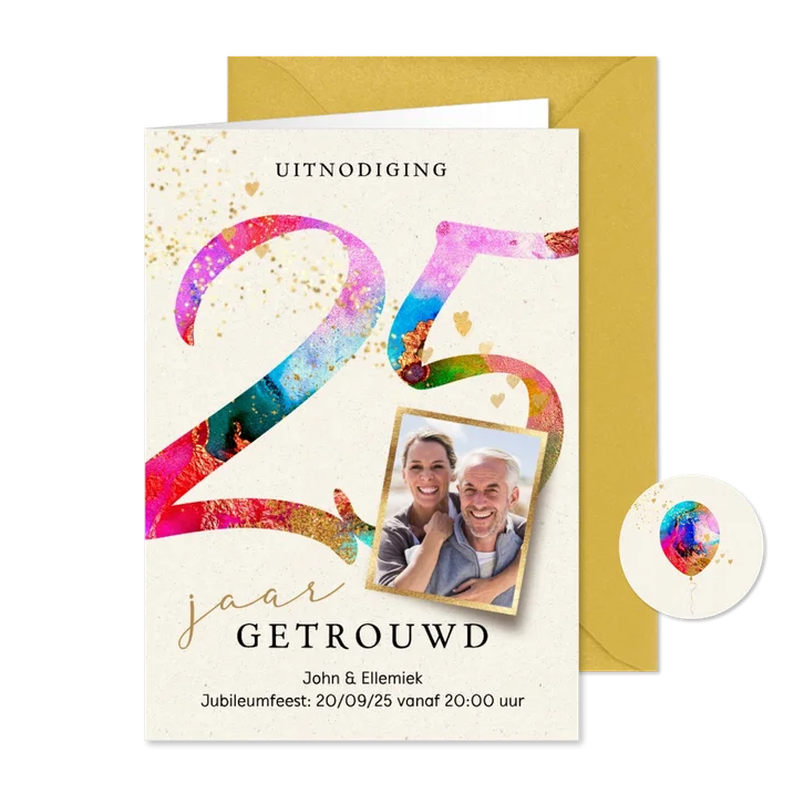 Jubileum feest uitnodiging 25 jaar getrouwd verf