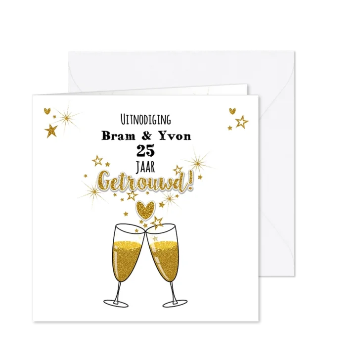 Jubileum trouwdag stijlvolle uitnodiging 