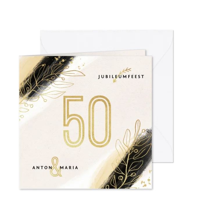 Jubileum uitnodiging 50 jaar goud verf stijlvol