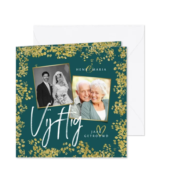 Jubileum uitnodiging 50 jaar vijftig goud confetti foto