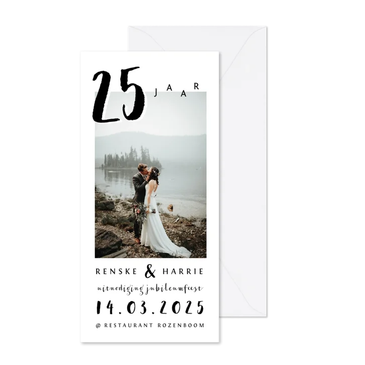 Jubileum uitnodiging huwelijk stijlvol met foto