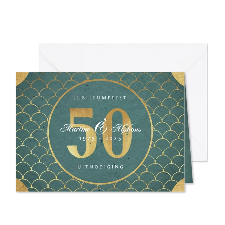 Jubileum uitnodiging klassiek retro goud patroon