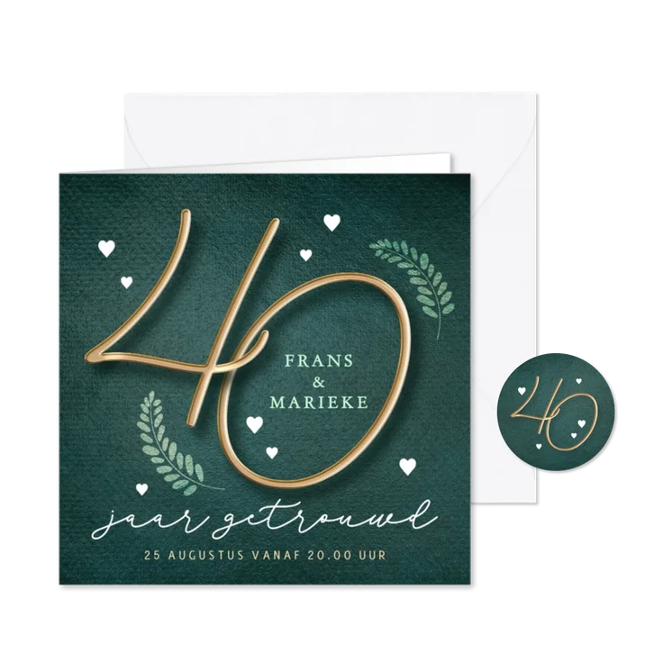 Jubileum uitnodiging stijlvol getal 40 jaar