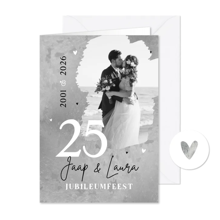 Jubileumfeest 25 jaar zilveren huwelijk feestje uitnodiging