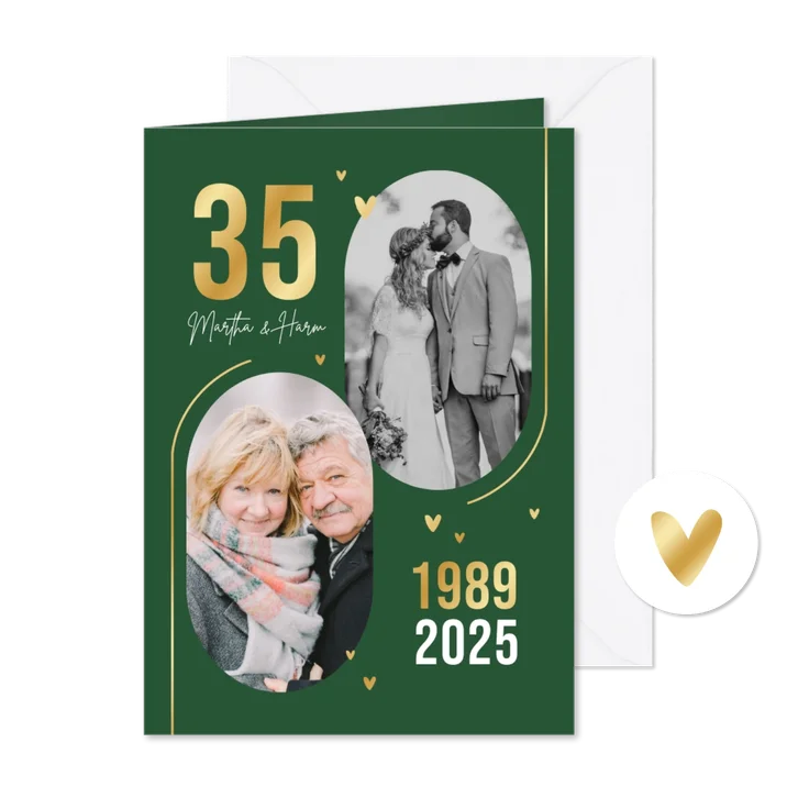 Jubileumfeest 35 jaar goud foto's stijlvol goud hartjes