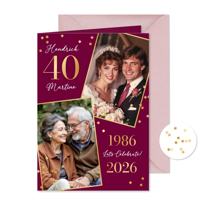 Jubileumfeest 40 jaar getrouwd trouwdag confetti goud