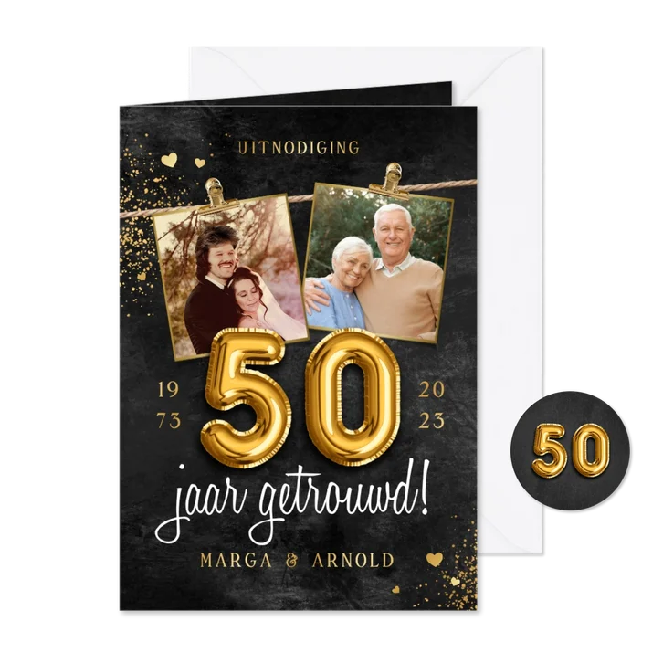 Jubileumfeest 50 jaar getrouwd foto's folieballonnen