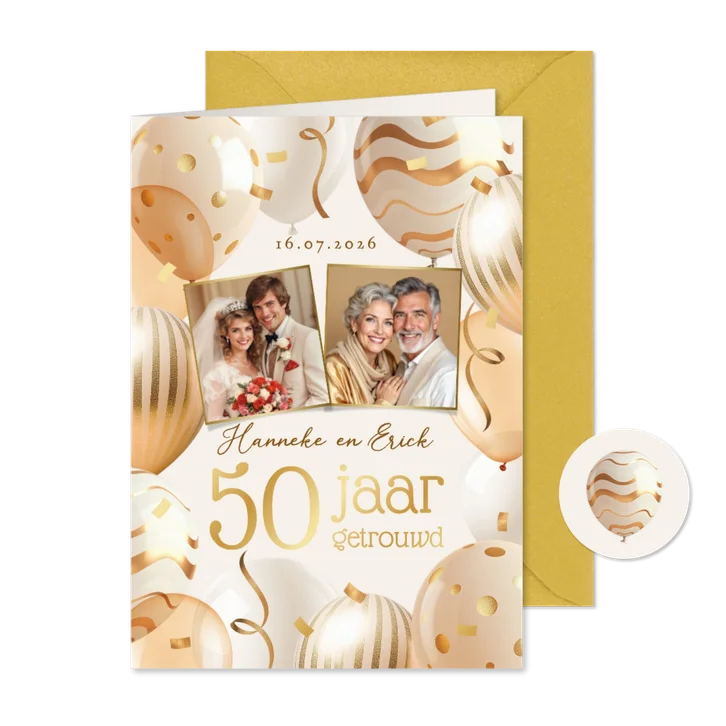 Jubileumfeest goud ballonnen uitnodiging 50 jaar foto's
