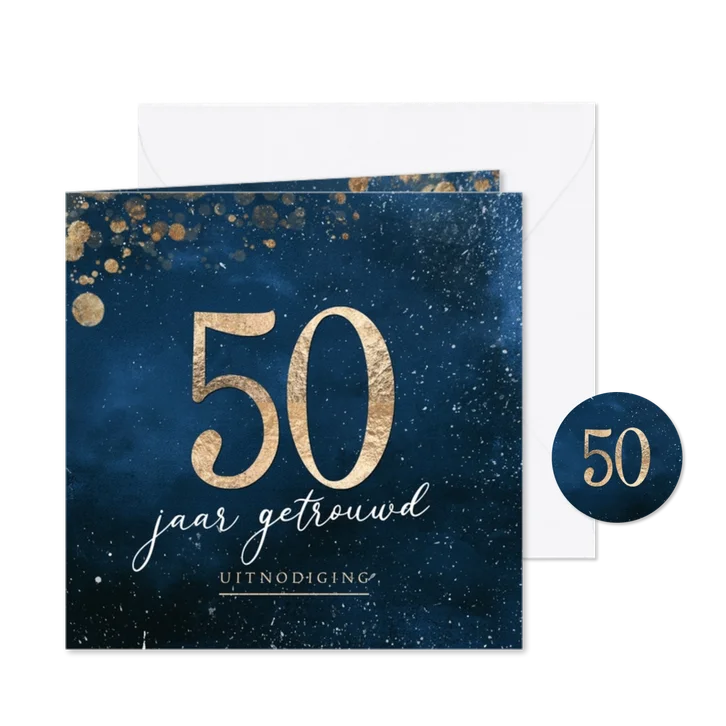 Jubileumfeest uitnodiging 50 jaar getrouwd sterrenhemel