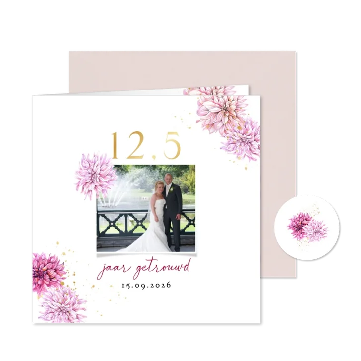 Jubileumkaart 12,5 jaar dahliabloemen