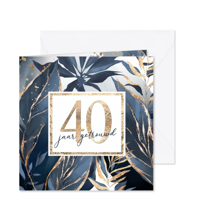 Jubileumkaart 40 jaar watercolor bladeren