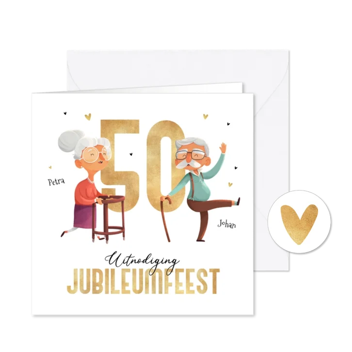 Jubileumkaart 50 jaar getrouwd humor oudjes