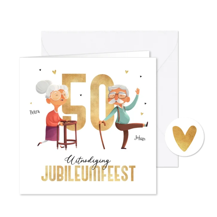 Jubileumkaart 50 jaar getrouwd humor oudjes