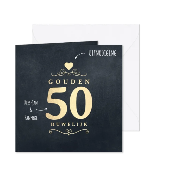 Jubileumkaart 50 jaar krijtbord