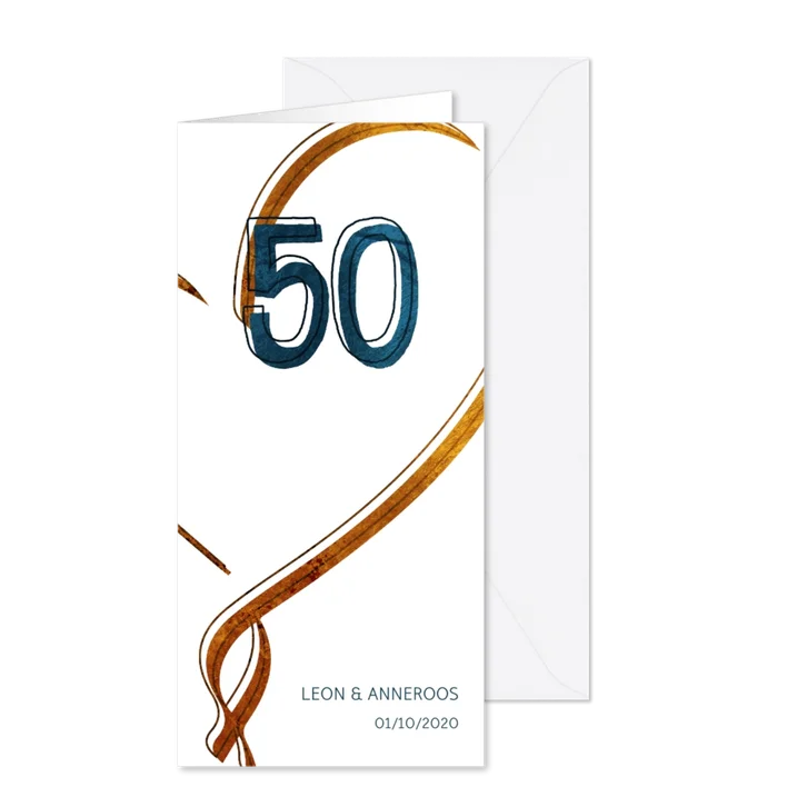 Jubileumkaart 50 jaar met hart
