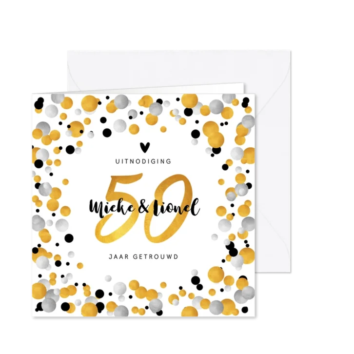Jubileumkaart 50 jaar uitnodiging feestelijk met confetti