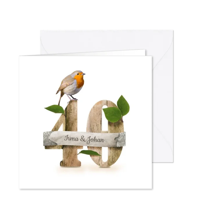 Jubileumkaart feest 40 roodborstje